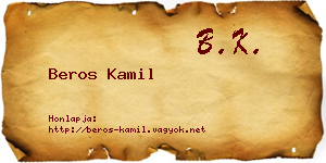 Beros Kamil névjegykártya